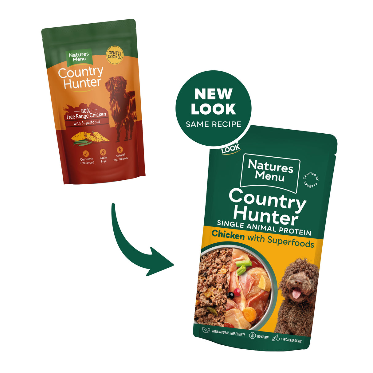 Natures Menu Country Hunter Chicken with Superfoods Wet Dog Food Pouches - 6 x 150g