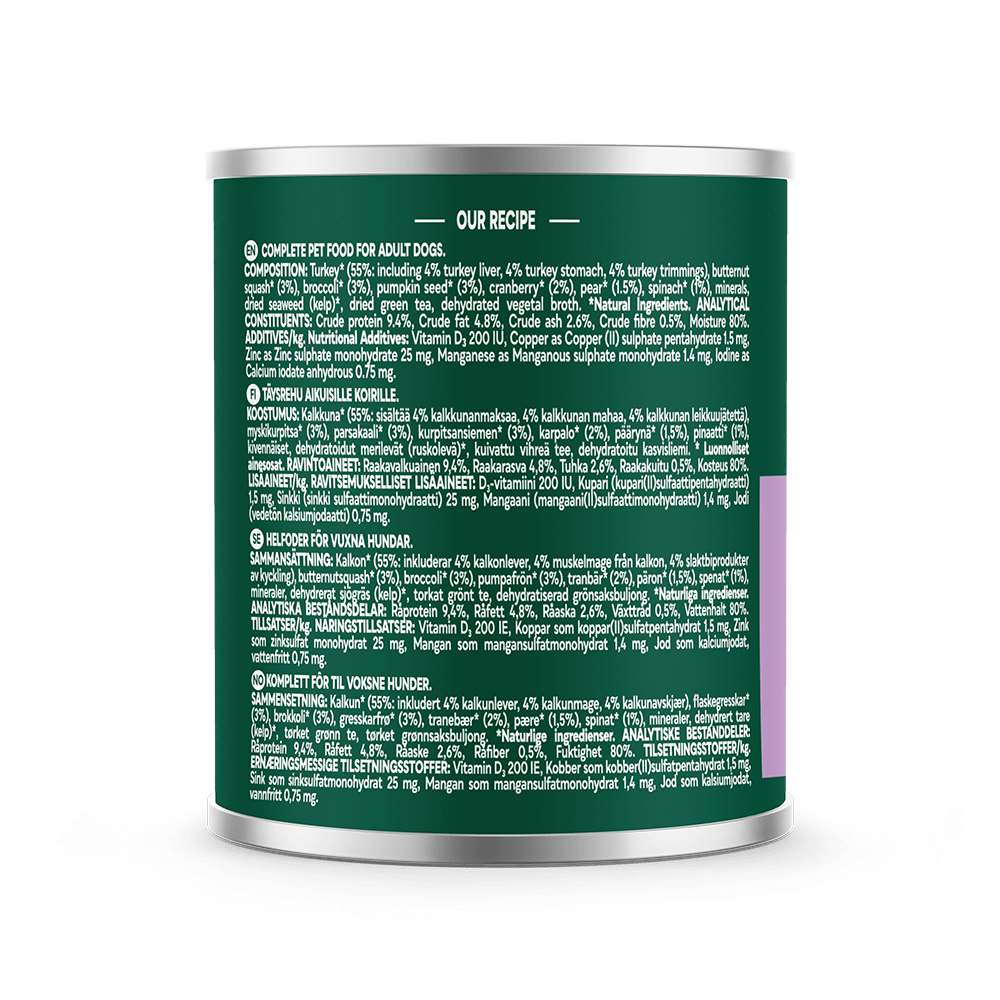 Natures Menu Country Hunter Meals Turkey & Cranberry Wet Dog Food Cans - 6 x 600g
