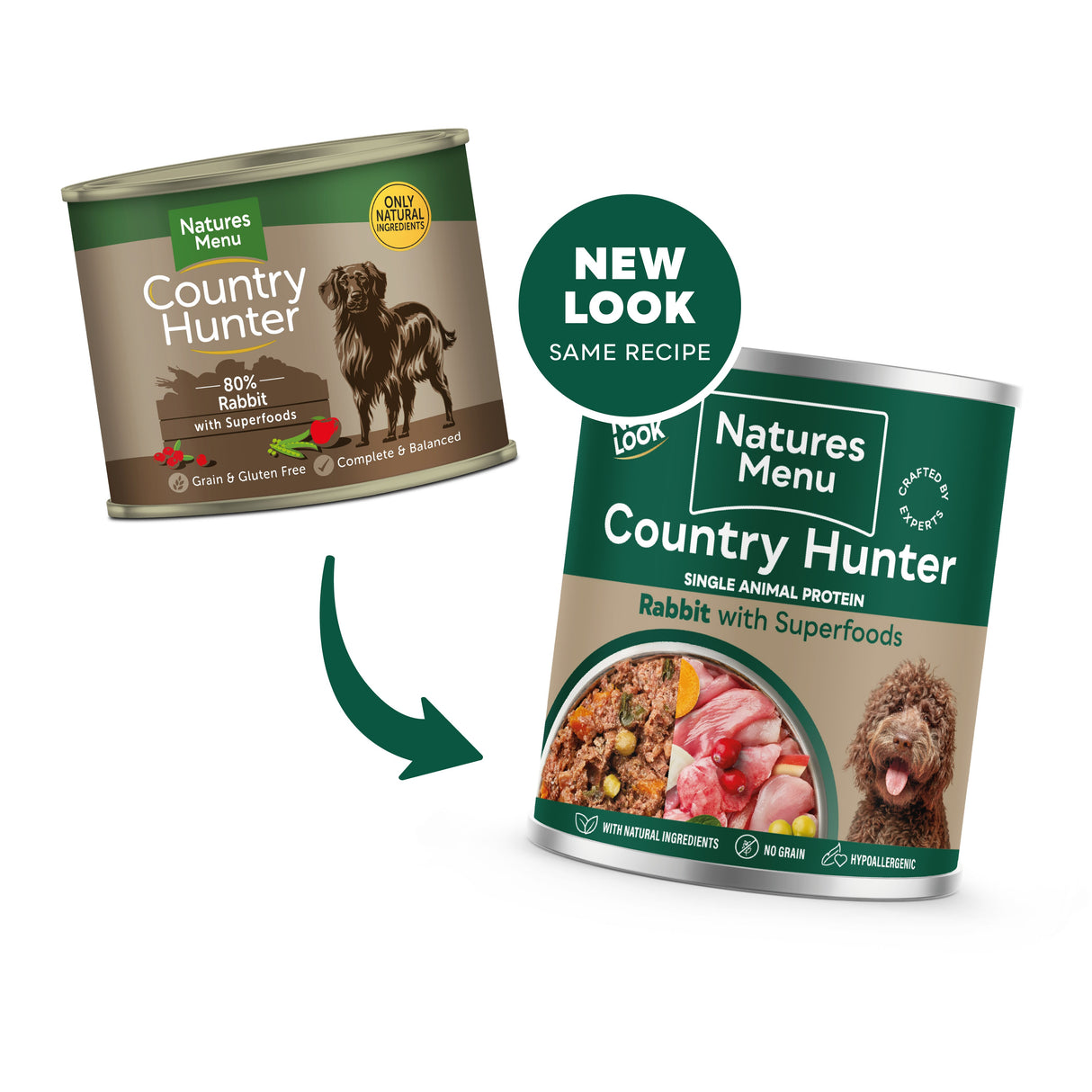 Natures Menu Country Hunter Meals Rabbit & Cranberry Wet Dog Food Cans - 6 x 600g