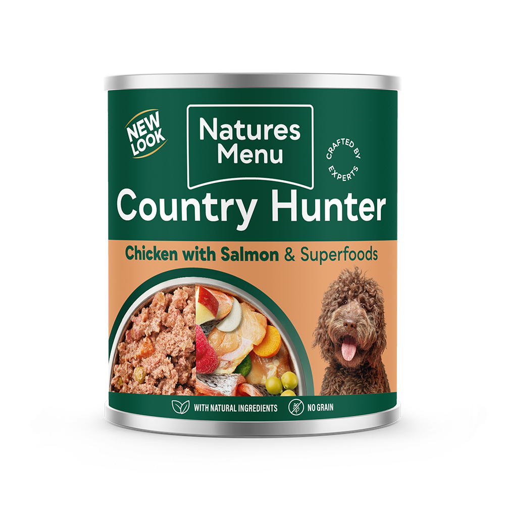 Natures Menu Country Hunter Meals Salmon & Chicken with Rasberry Wet Dog Food Cans - 6 x 600g