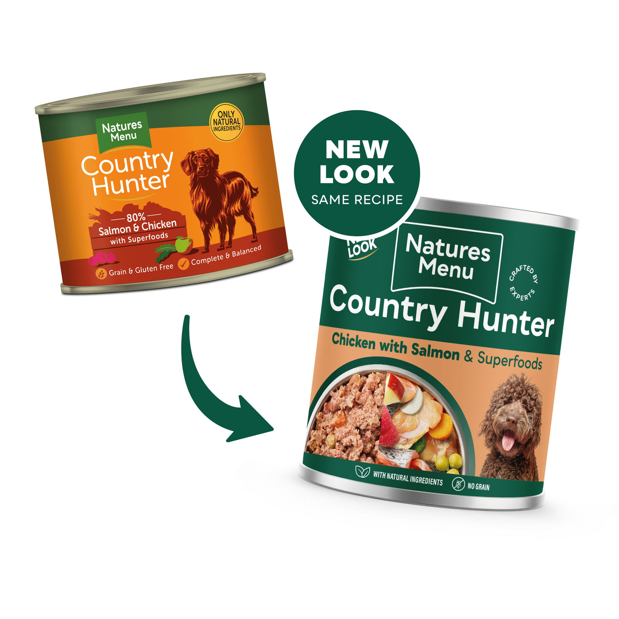 Natures Menu Country Hunter Meals Salmon & Chicken with Rasberry Wet Dog Food Cans - 6 x 600g