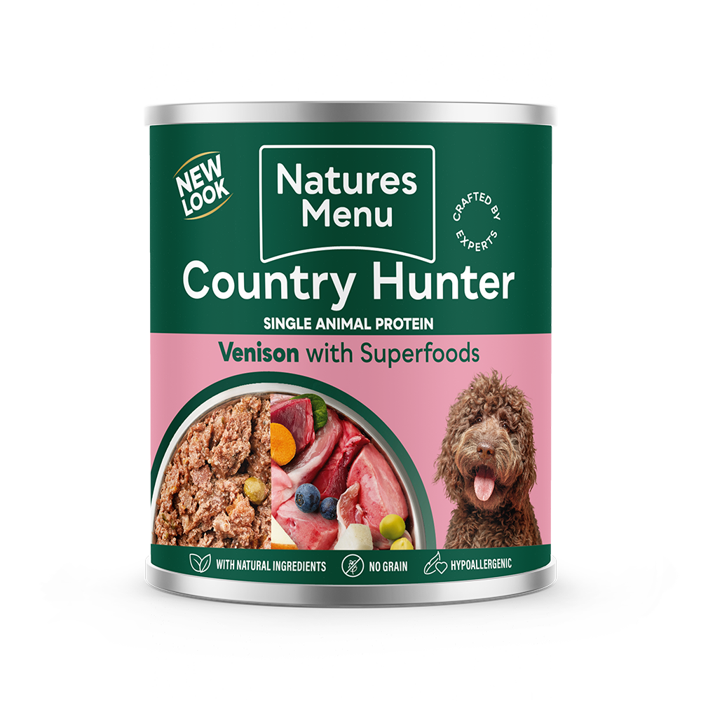 Natures Menu Country Hunter Meals Venison & Blueberry Wet Dog Food Cans - 6 x 600g