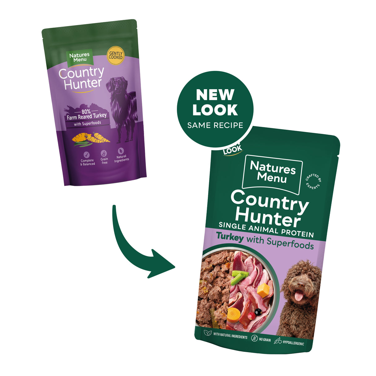 Natures Menu Country Hunter Turkey with Superfoods Wet Dog Food Pouches - 6 x 150g