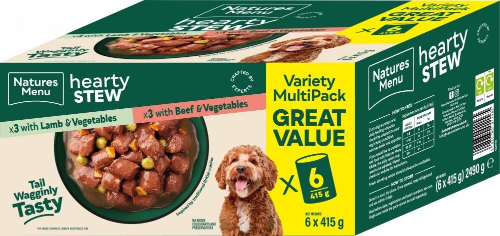 Natures Menu Hearty Stew Multipack with Beef & Lamb Dog Food Cans 6 X 415g