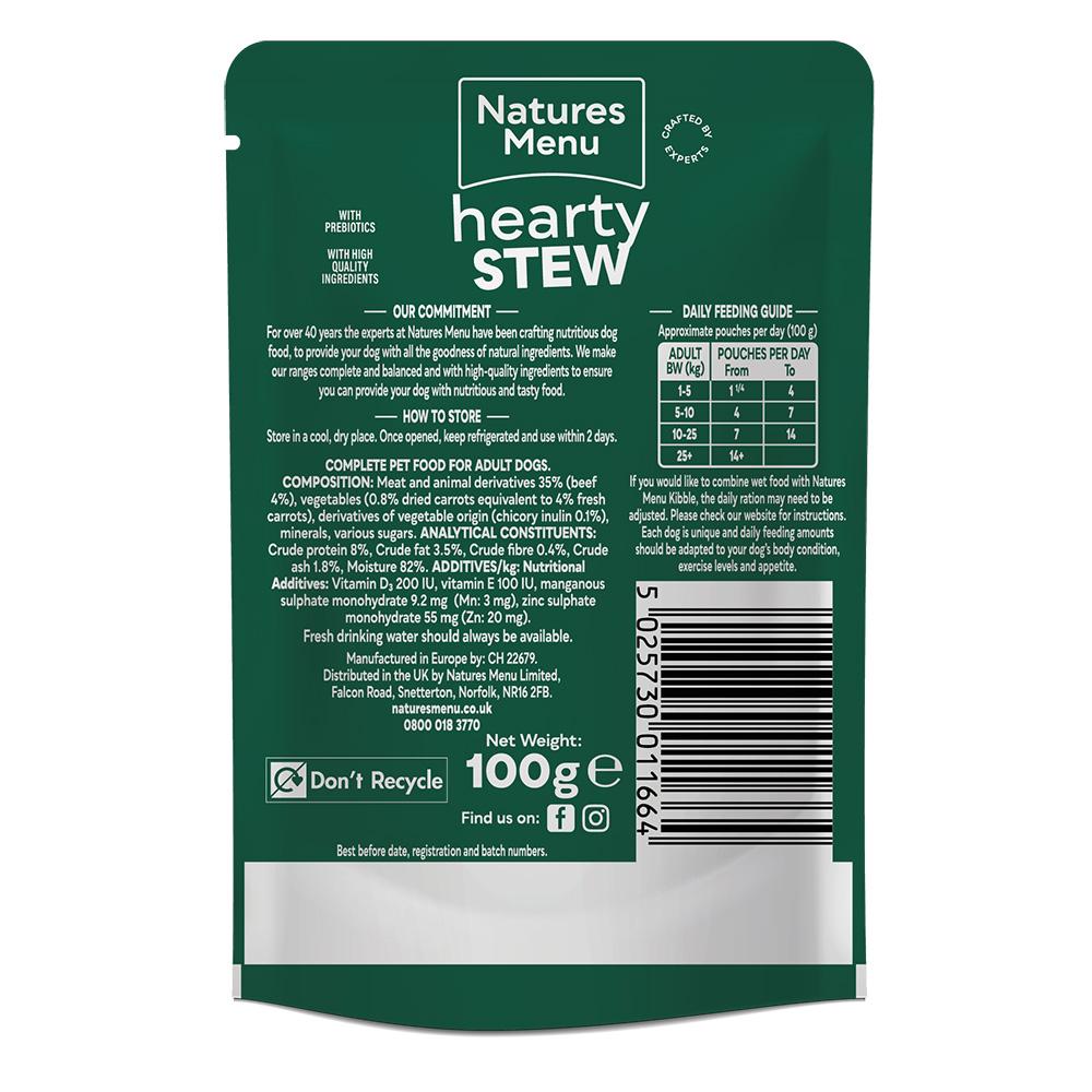 Natures Menu Hearty Stews Chunks in Gravy Beef & Carrots Wet Food Pouches - 8 x 100g