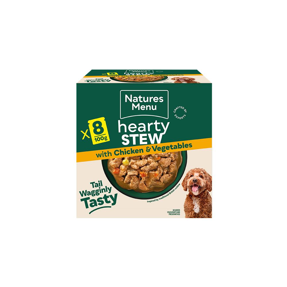 Natures Menu Hearty Stews Chunks in Gravy Chicken & Vegetables Wet Dog Food Pouches - 8 x 100g