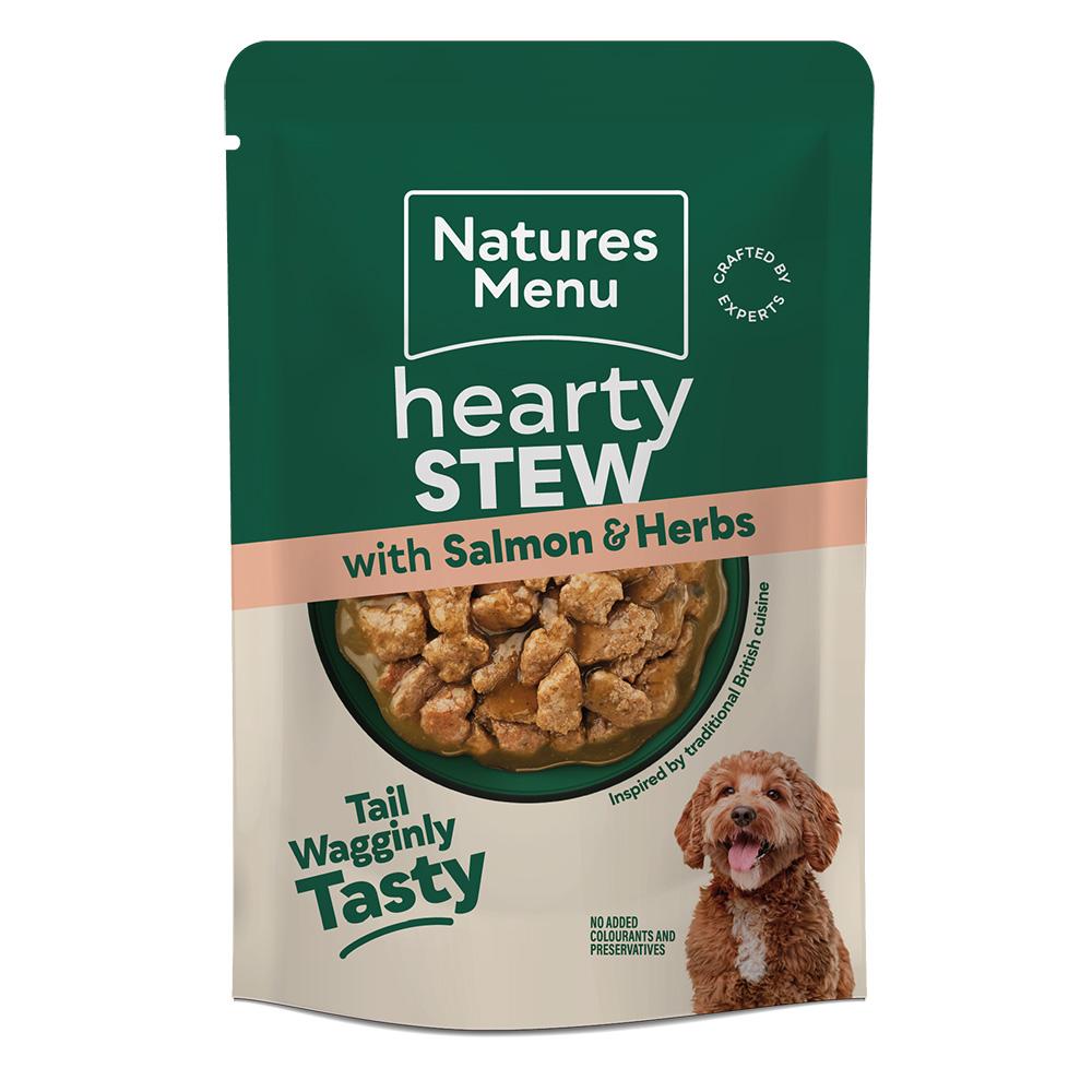 Natures Menu Hearty Stews Chunks in Gravy Salmon & Herbs Wet Dog Food Pouches - 8 x 100g