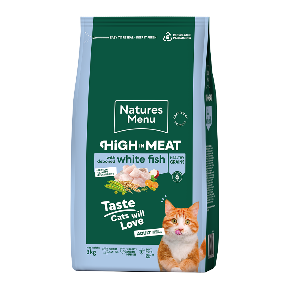 Natures Menu High in Meat Deboned White Fish Dry Cat Food - 3kg