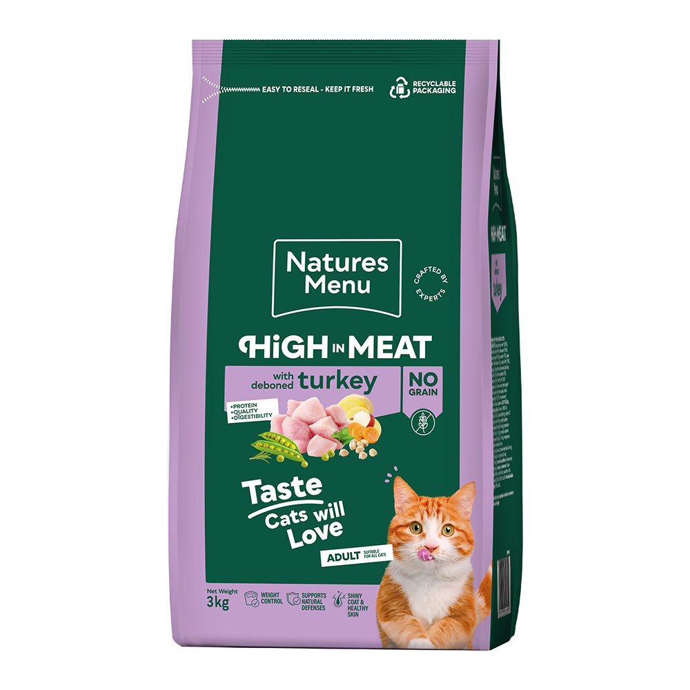 Natures Menu High in Meat Grain Free Deboned Turkey Dry Cat Food - 3kg