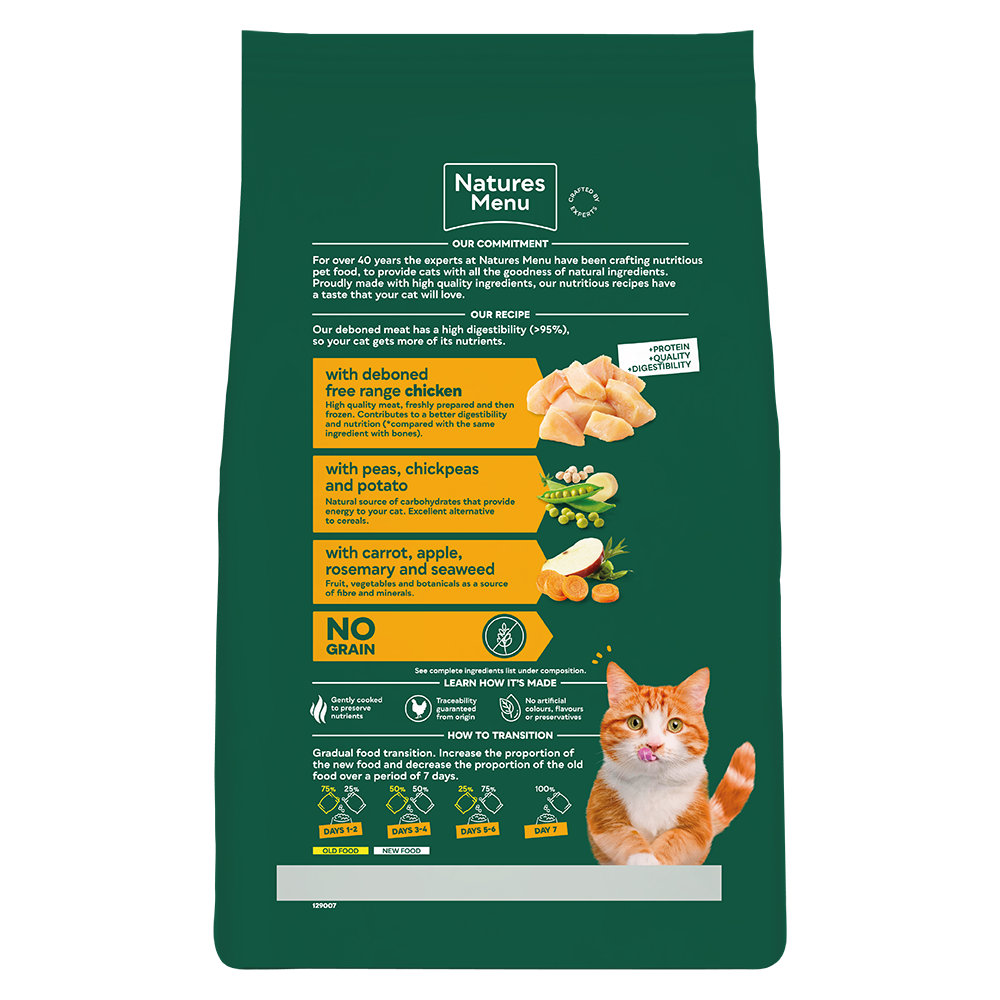 Natures Menu High in Meat Grain Free Free Range Chicken Dry Cat Food - 3kg