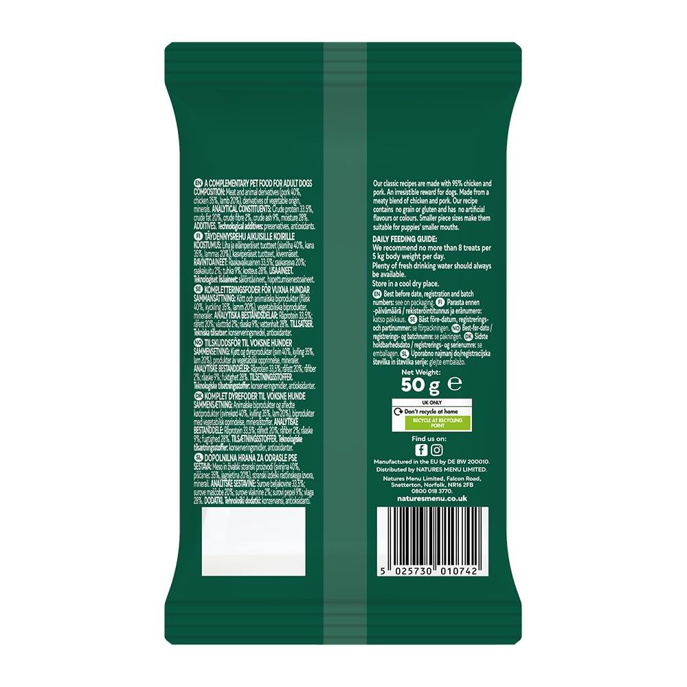 Natures Menu Meaty Treats Lamb and Chicken Dog Treats- 50g