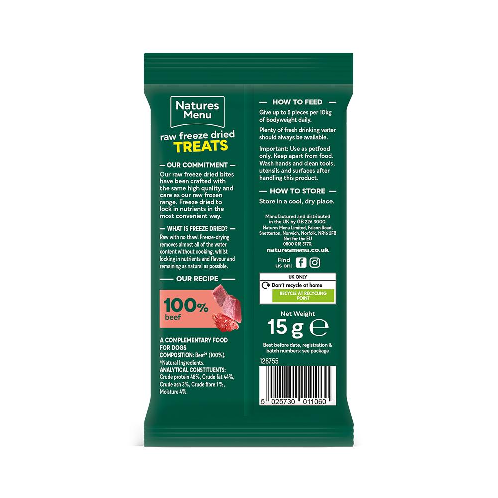 Natures Menu Raw Freeze Dried Beef Dog Treats - 15g