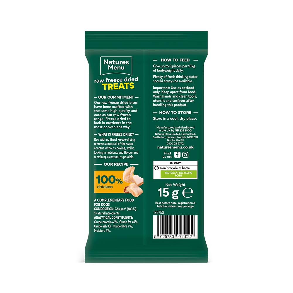 Natures Menu Raw Freeze Dried Chicken Dog Treats - 15g