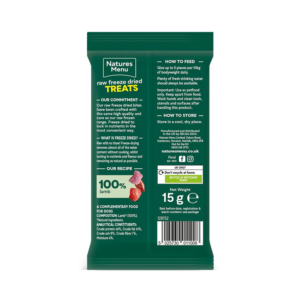 Natures Menu Raw Freeze Dried Lamb Dog Treats - 15g