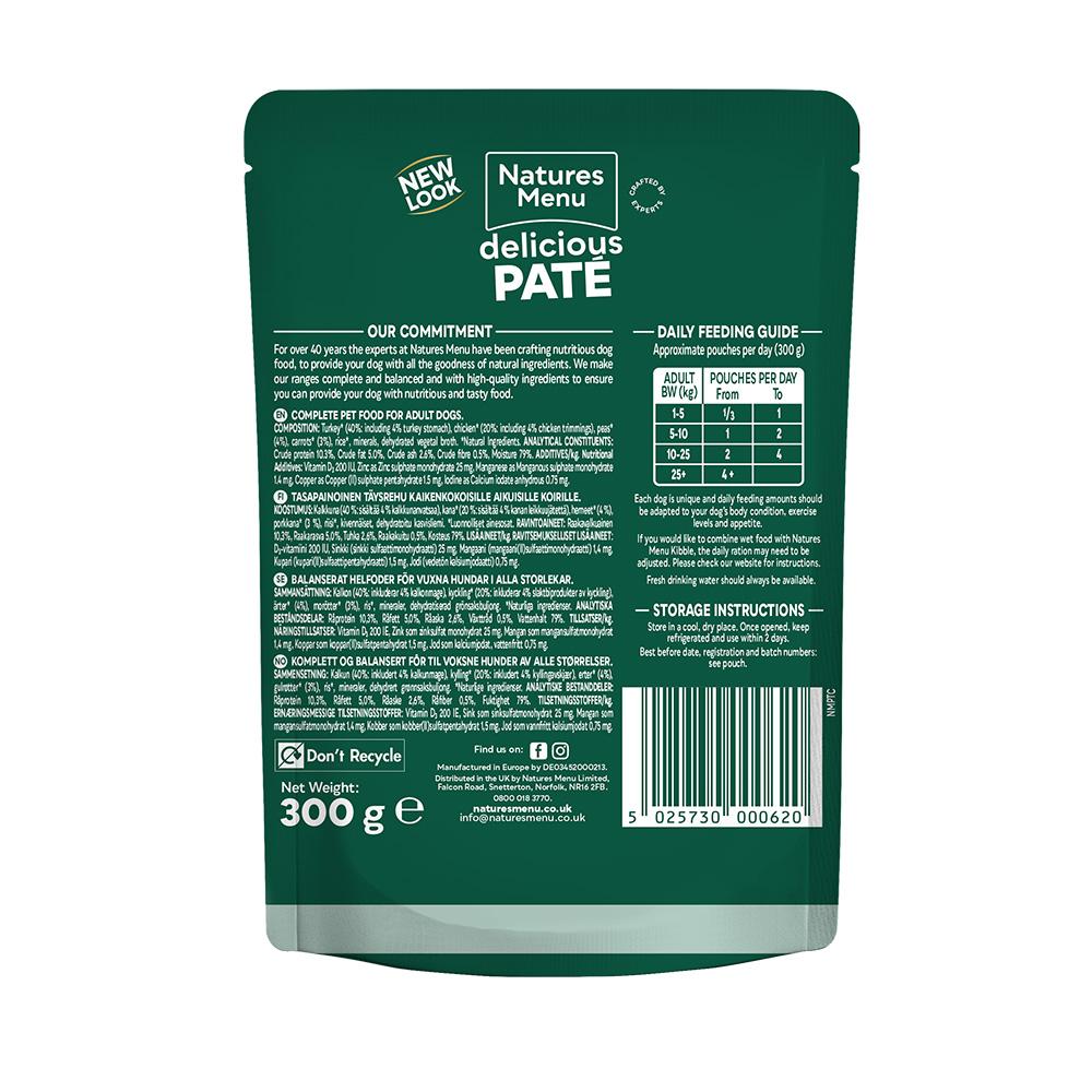 Natures Menu Turkey with Chicken Dog Food Pouches - 8 x 300G