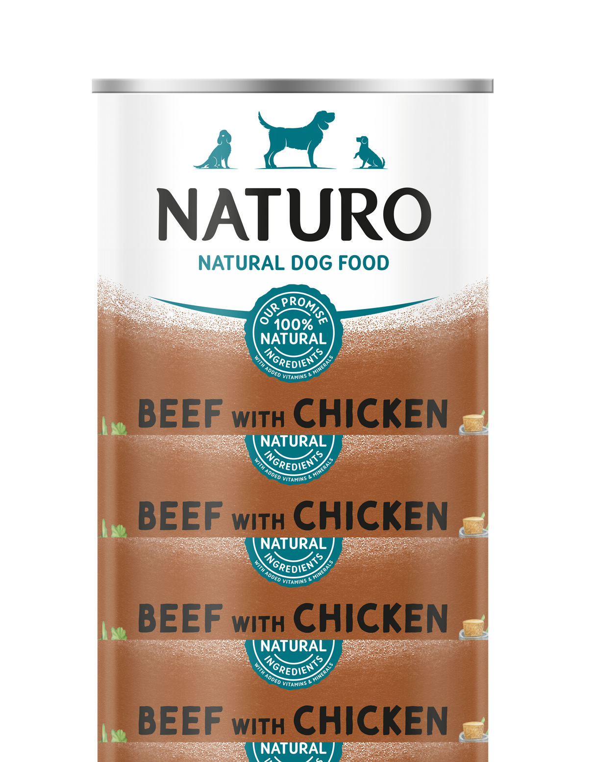 Naturo Adult Beef with Chicken in Jelly Wet Dog Food Cans - 12 x 390g