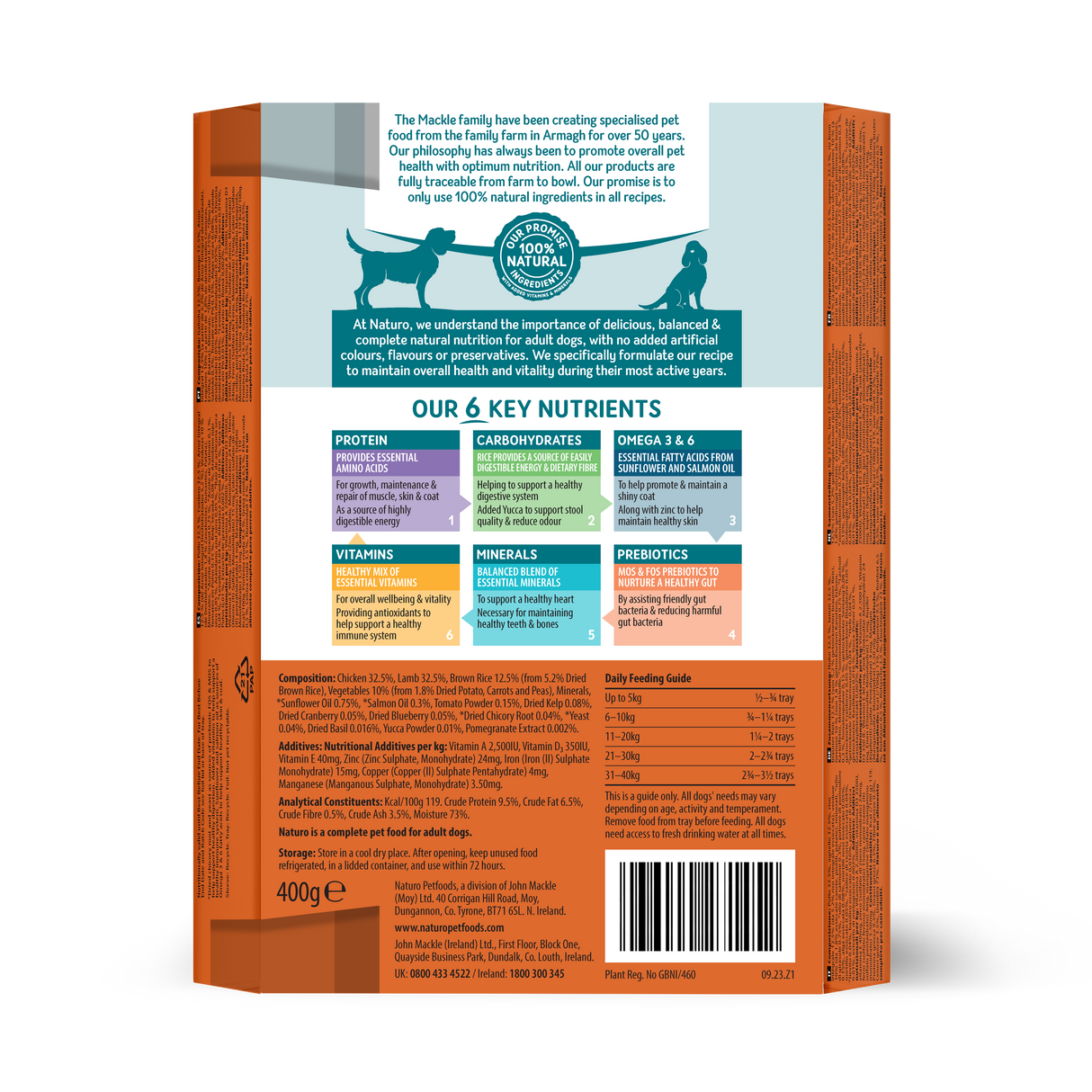 Naturo Adult Dog Chicken & Lamb Food Trays - 7 x 400g