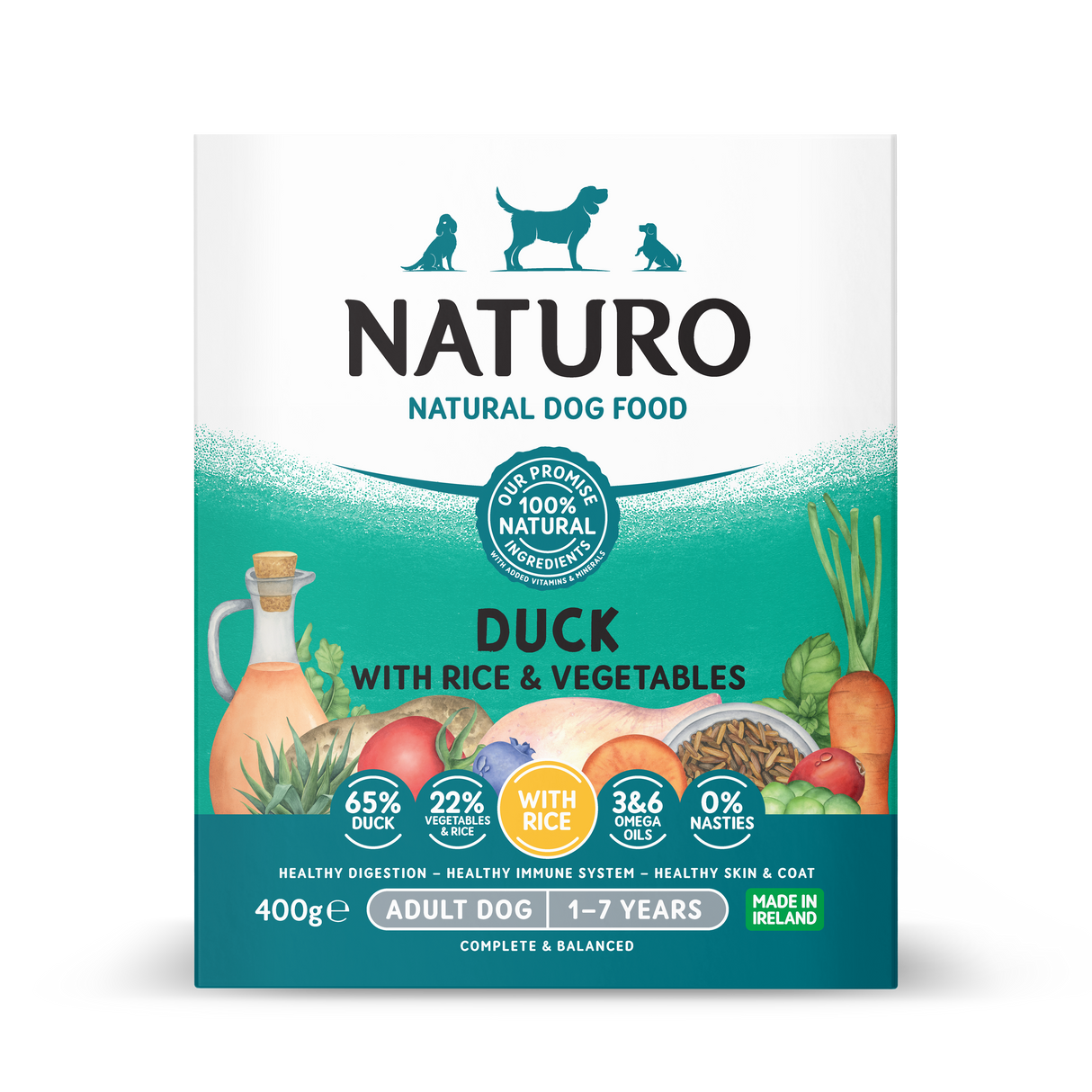 Naturo Adult Dog Duck Food Tray - 7 x 400g