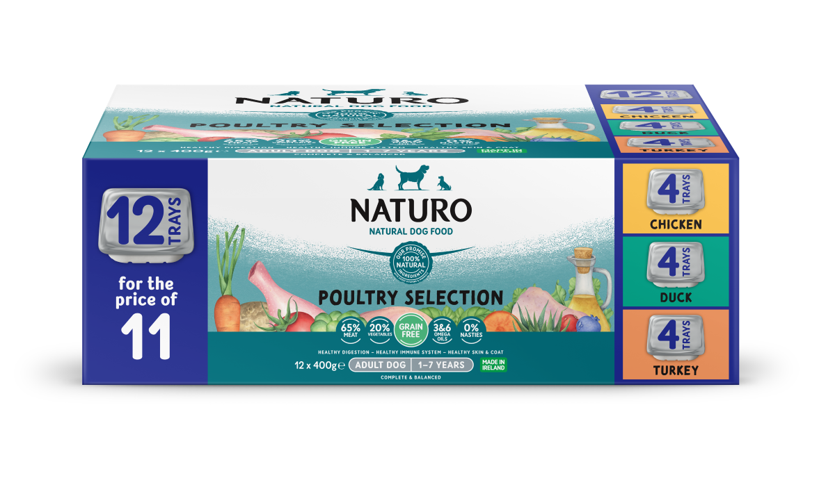 Naturo Adult Dog Tray GRAIN-FREE Poultry Selection Variety 400g 12pk