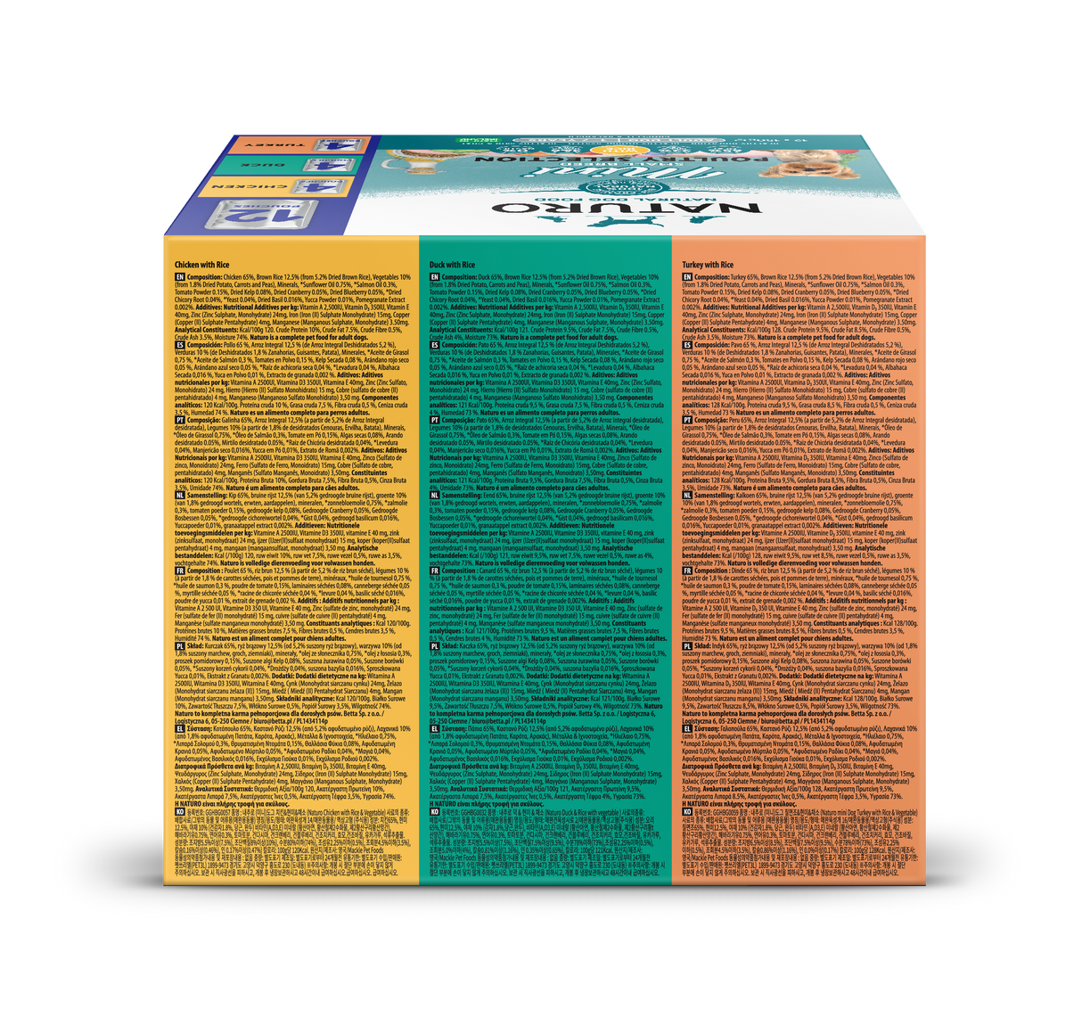Naturo Adult Mini Variety Pack with Rice Wet Dog Pouches - 12x150g