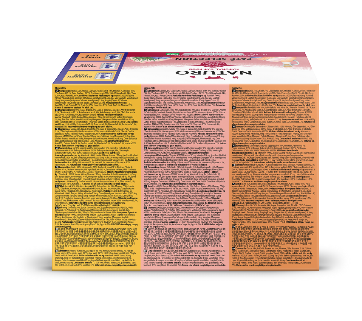 Naturo Cat Pate Variety Wet Cat Food - 12 x 85g