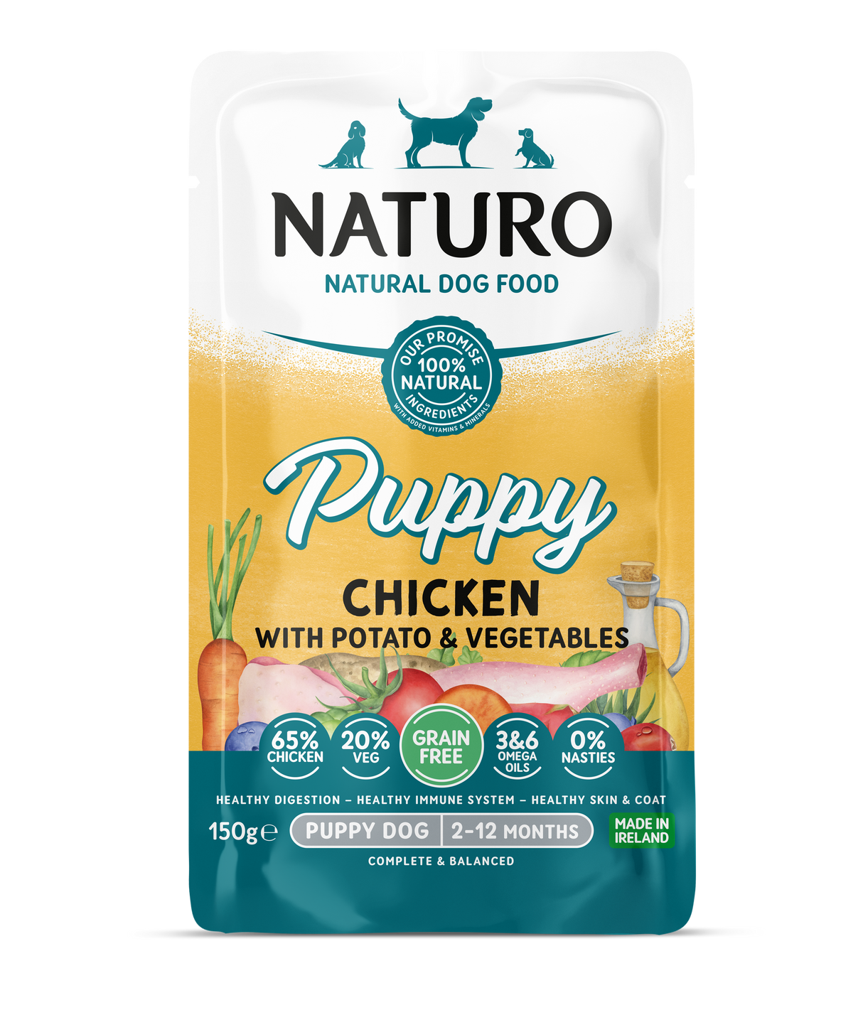 Naturo Grain Free Chicken, Potato & Veg Wet Puppy Pouches - 8x150g