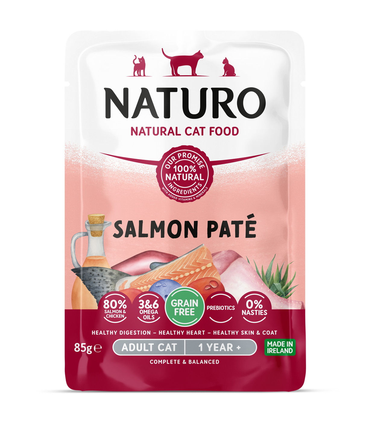 Naturo Salmon Pate Pouch Wet Cat Food- 12 x 85g