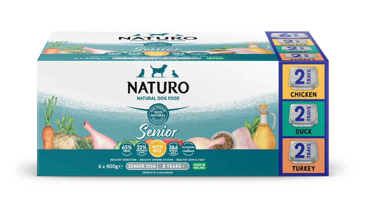 Naturo Senior Dog Variety with Rice Wet Dog Food Trays - 6 x 400g