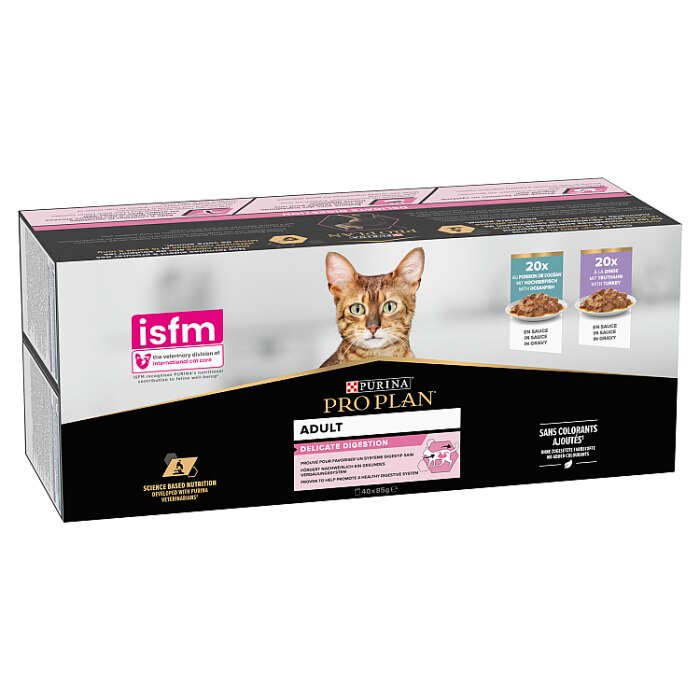 Pro Plan Delicate Digestion Mixed Variety in Gravy Wet Cat Food - 40 x 85g