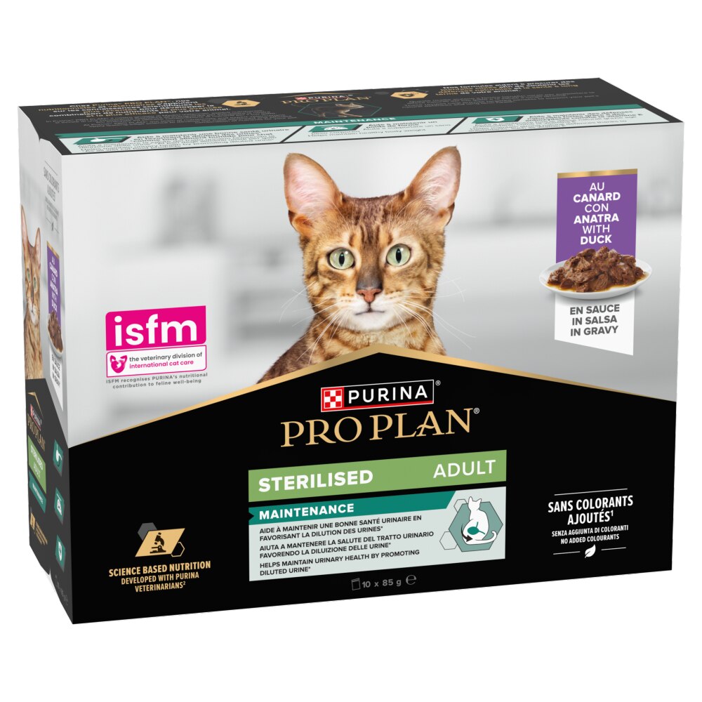 Pro Plan Sterilised Maintenance Duck in Gravy Wet Cat Food Pouches - 10 x 85g