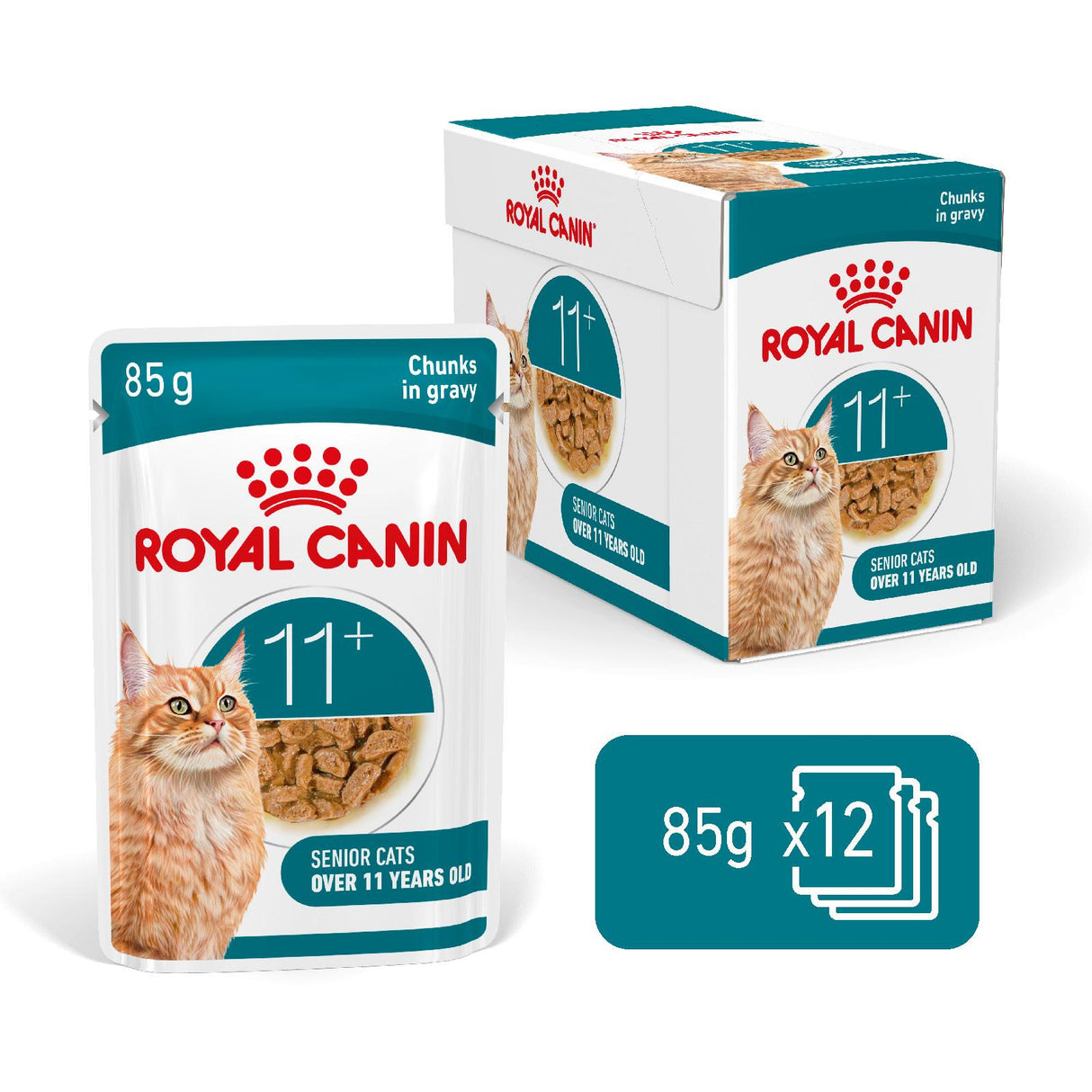 Royal Canin Ageing 11+ Senior Wet Cat Food Chunks In Gravy - 12 x 85g