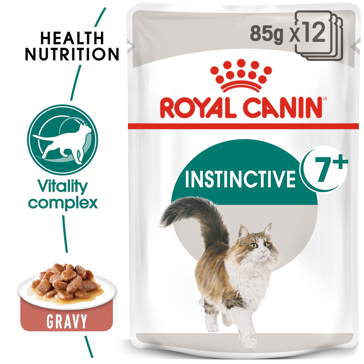 Royal Canin Instinctive 7+ In Gravy Adult Wet Cat Food - 85g x 12