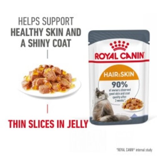 Royal Canin Hair & Skin in Jelly Cat Food Pouches - 12 x 85g