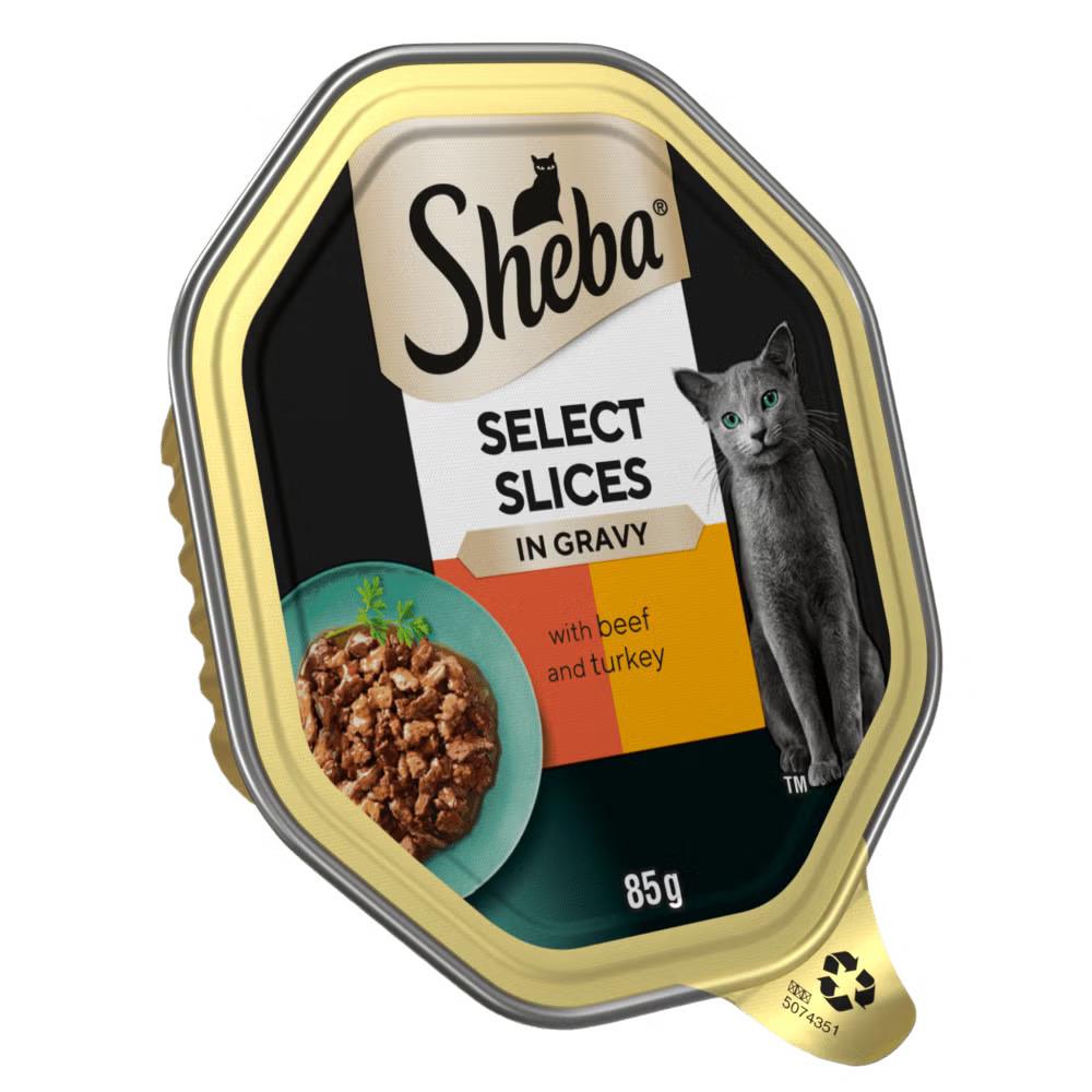 Sheba Select Slices Adult Cat Food with Beef & Turkey in Gravy 22 x 85g