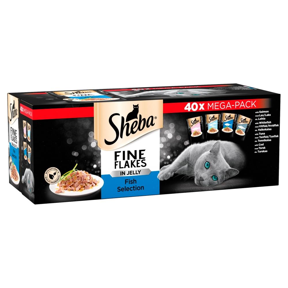 Sheba Fine Flakes Fish Collection in Jelly Wet Cat Food Pouches - 40 x 85g