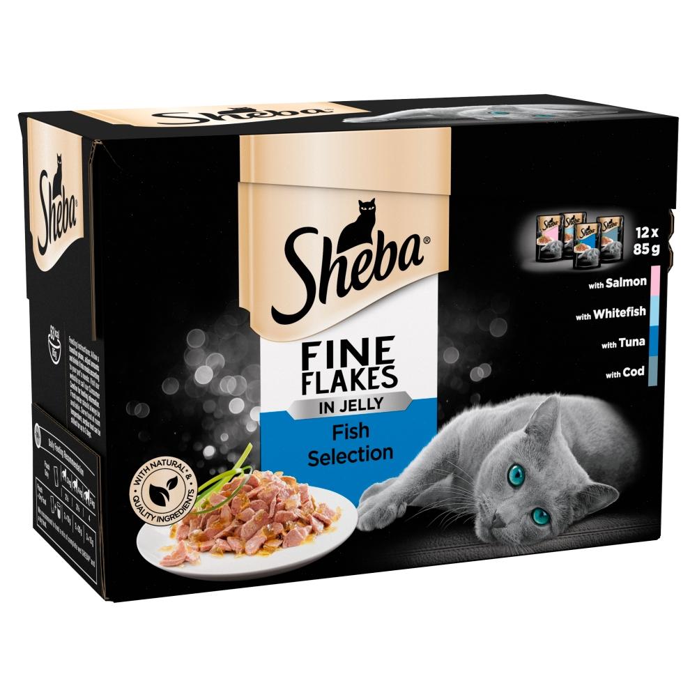 Sheba Fine Flakes Fish Selection in Jelly Wet Cat Food Pouches - 12 x 85g