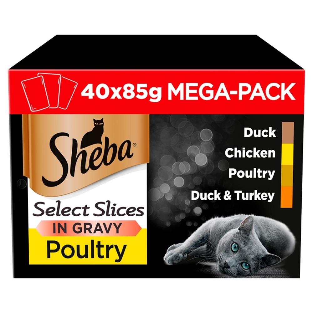 Sheba Select Slices Poultry Collection in Gravy Wet Cat Food Pouches - 40 x 85g