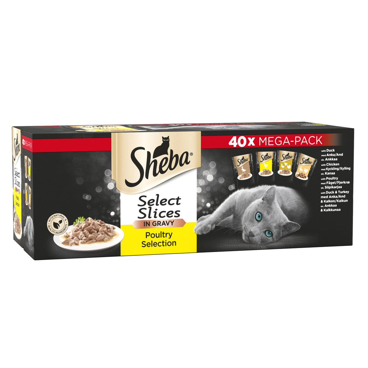 Sheba Select Slices Poultry Collection in Gravy Wet Cat Food Pouches - 40 x 85g