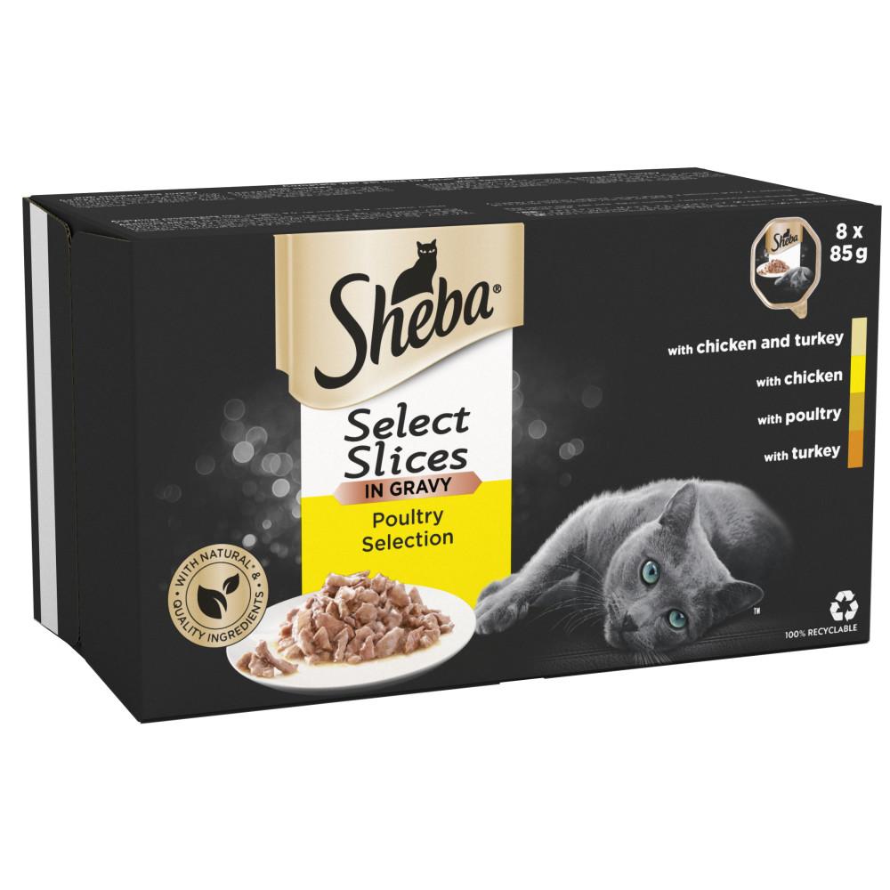 Sheba Select Slices Wet Cat Food Tray Mixed Poultry Collection in Gravy - 8 x 85g