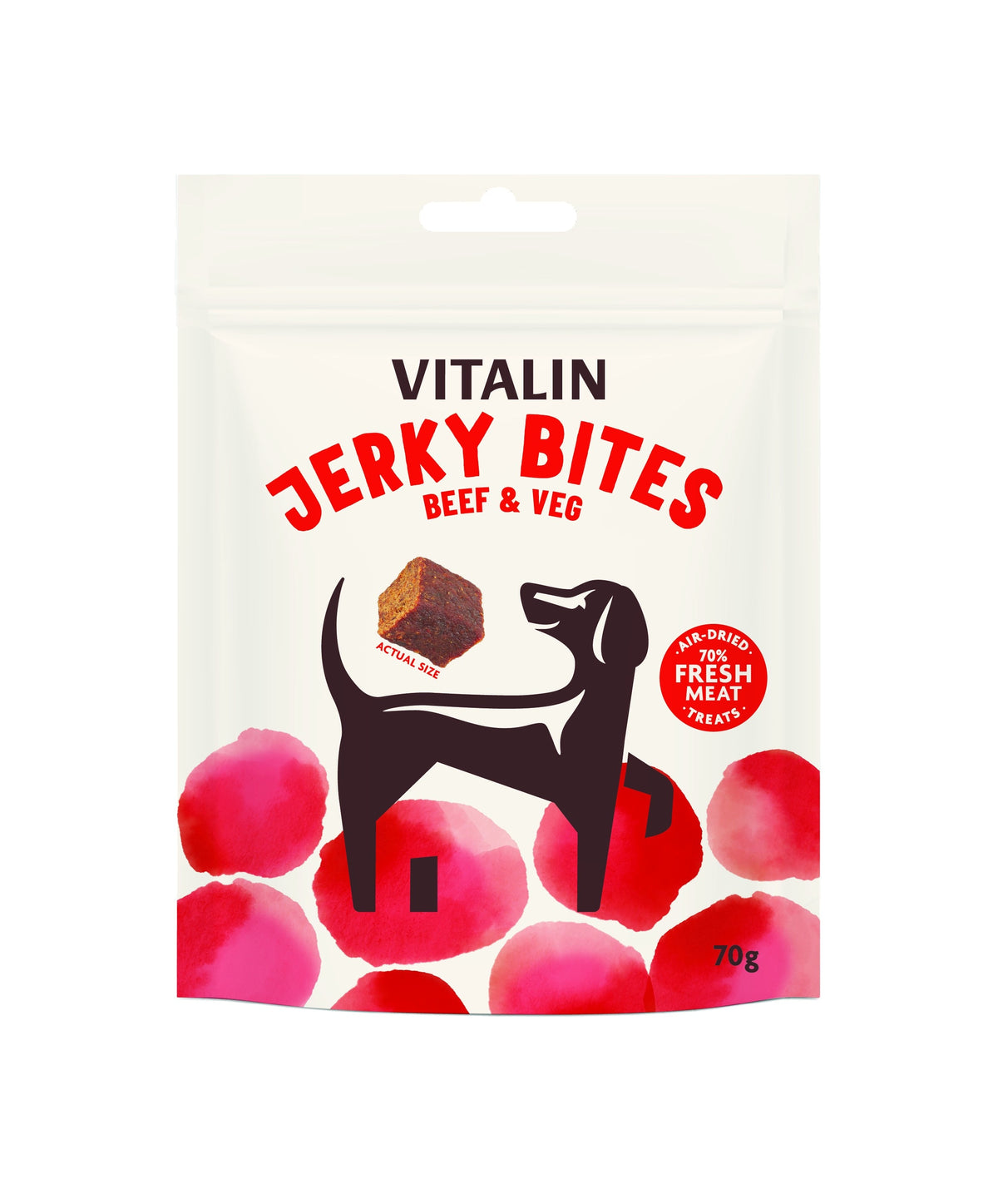 Vitalin Beef & Veg Jerky Bites Dog Treats - 70g