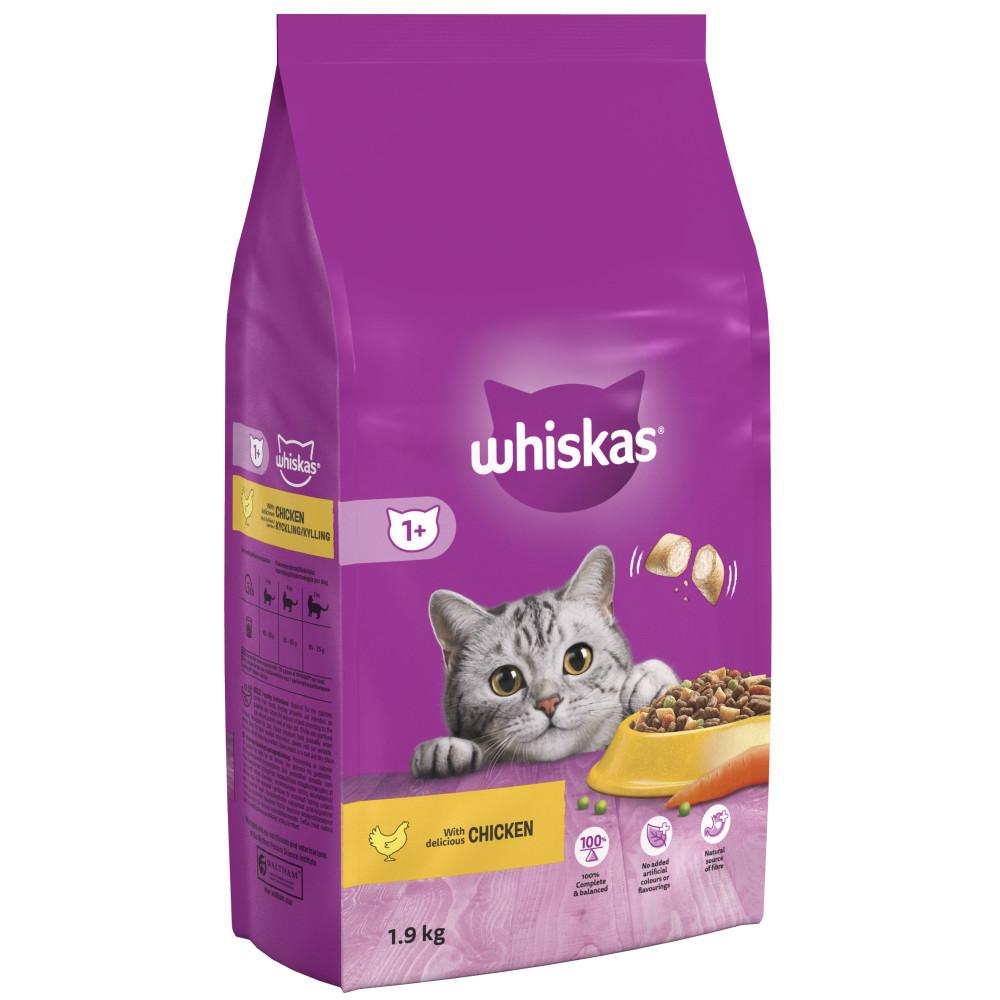 WHISKAS 1+ Adult Cat Dry Food with Chicken - 1.9kg