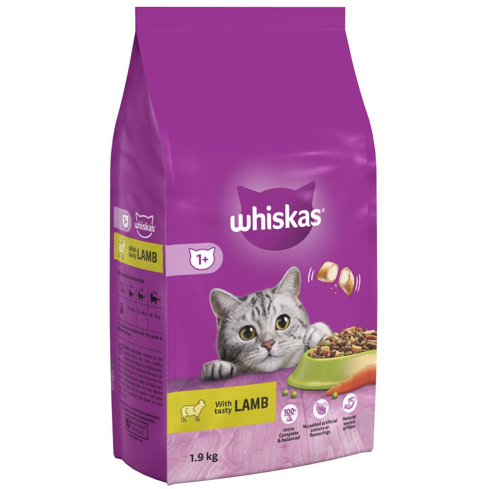 WHISKAS 1+ Adult Cat Complete Dry Food with Lamb - 1.9kg