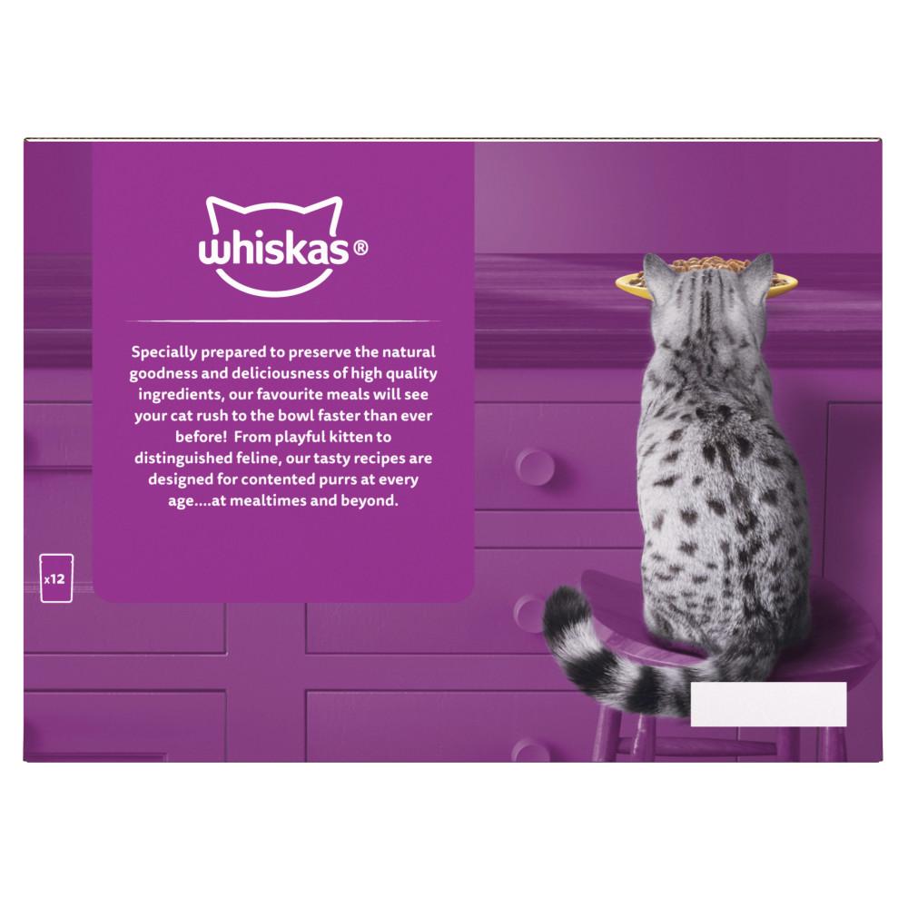 WHISKAS 1+ Poultry Feasts Senior Wet Cat Food in Gravy Pouches - 12 x 85g