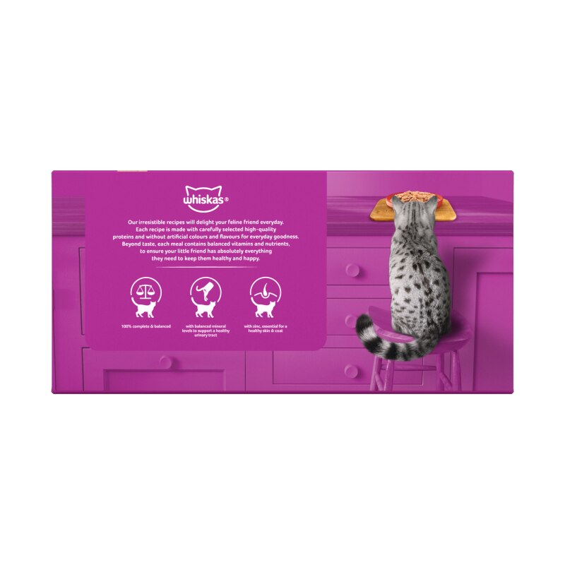WHISKAS Meaty Menu Adult Wet Cat Food in Jelly Tins - 6x400g