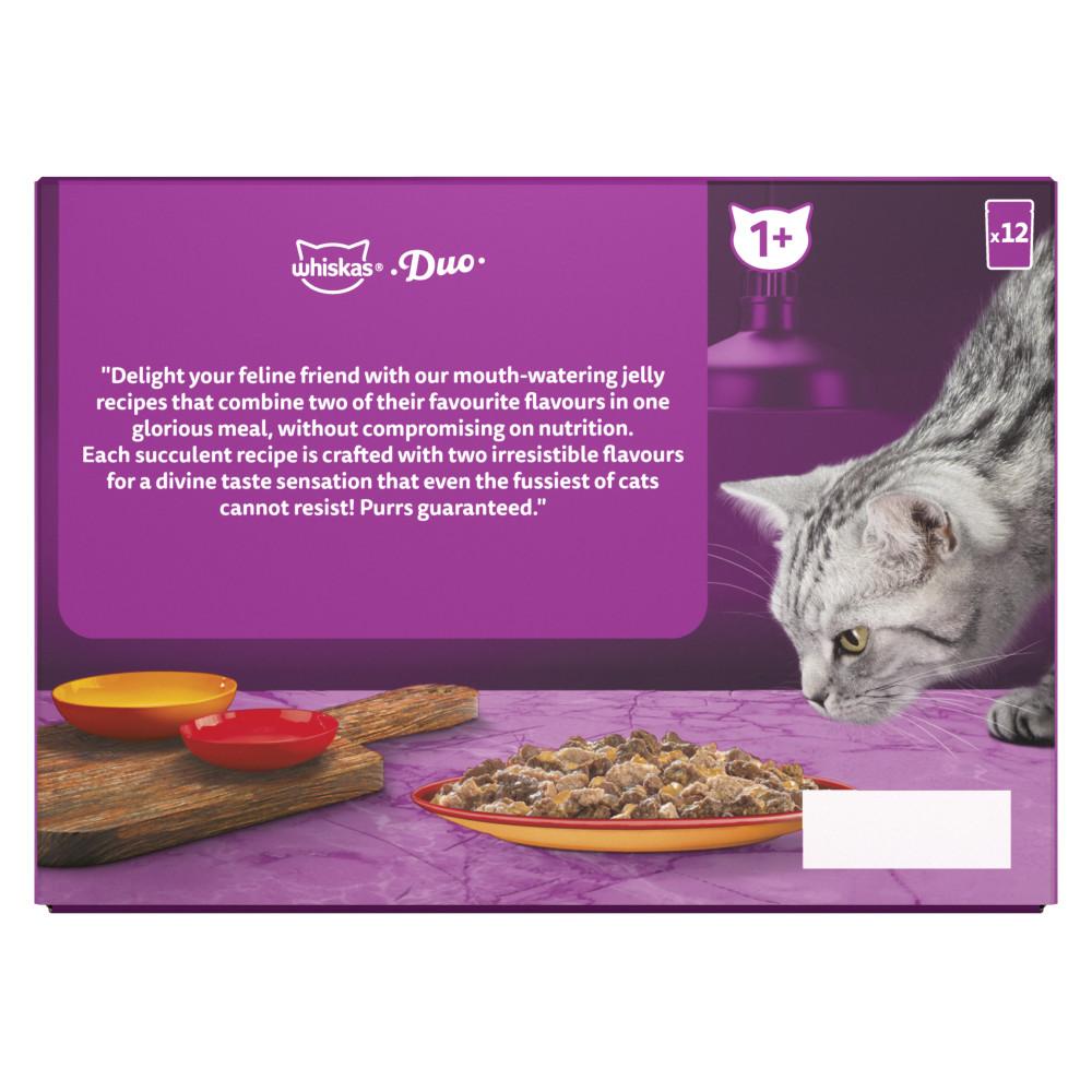 WHISKAS 1+ Duo Meaty Combos Adult Wet Cat Food in Jelly Pouches 12 x 85g