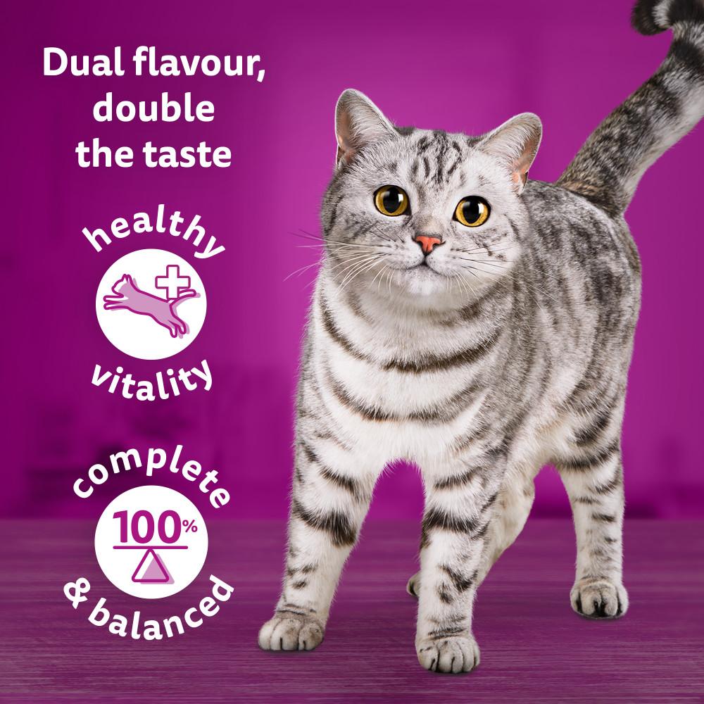 WHISKAS 1+ Duo Meaty Combos Adult Wet Cat Food in Jelly Pouches 12 x 85g
