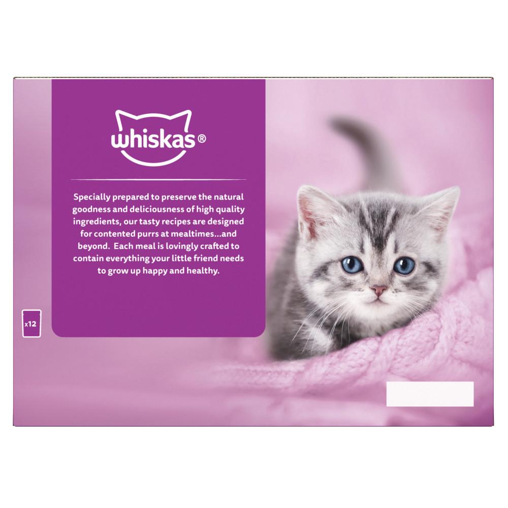 WHISKAS Kitten Fish Favourites Wet Cat Food in Jelly Pouches - 12 x 85g(