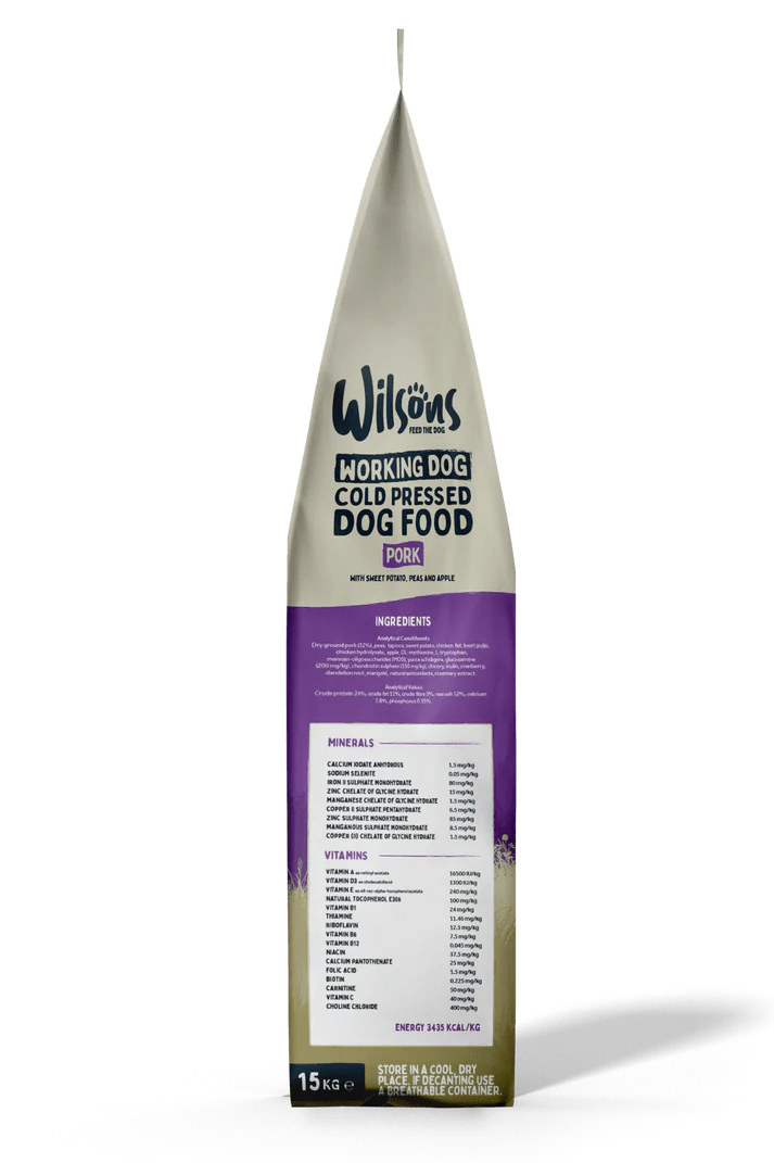 Wilsons Cold Pressed Pork Working Dry Dog Food - 15kg