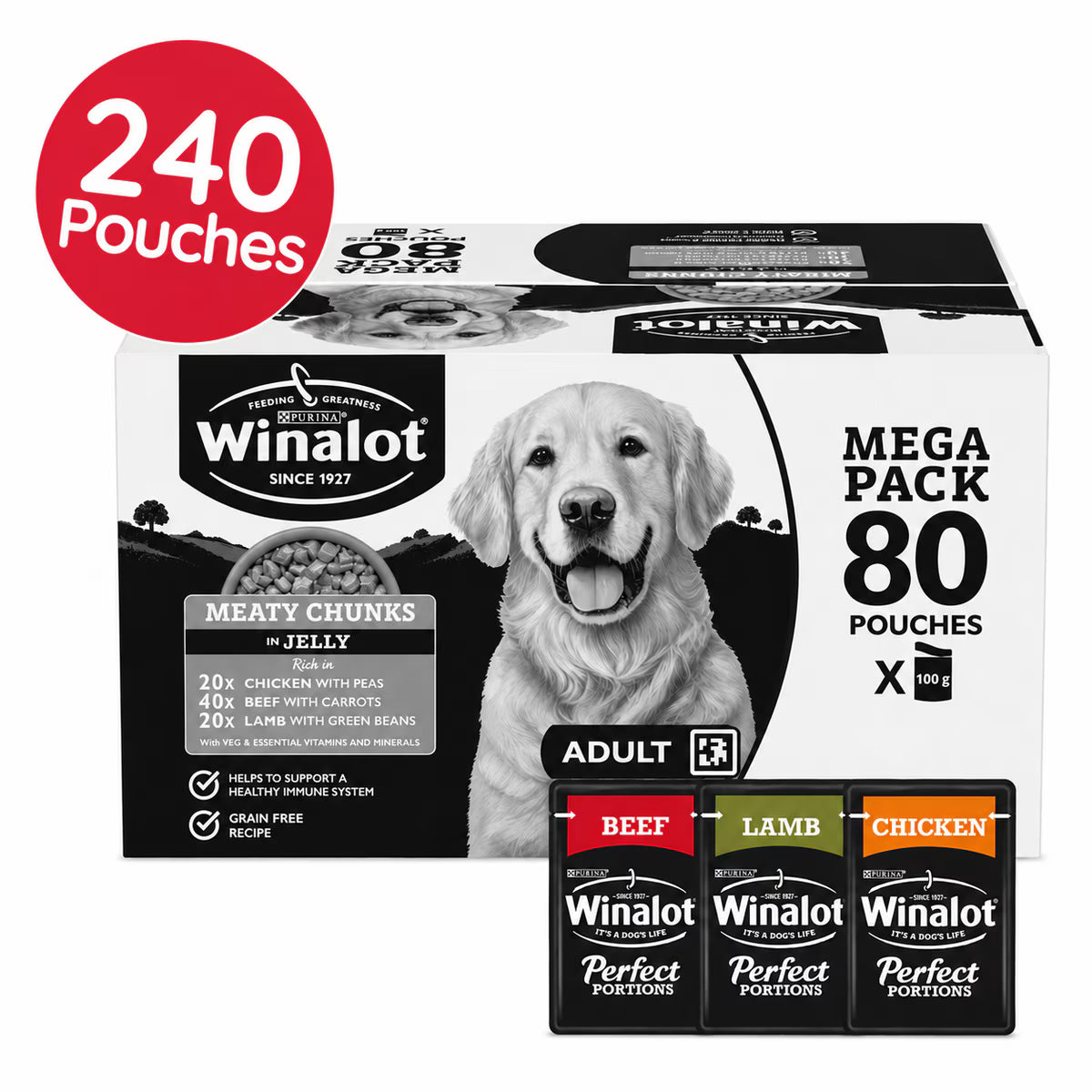 Winalot Mixed Wet Dog Food Pouches Bundle – Gravy & Jelly Variety Packs