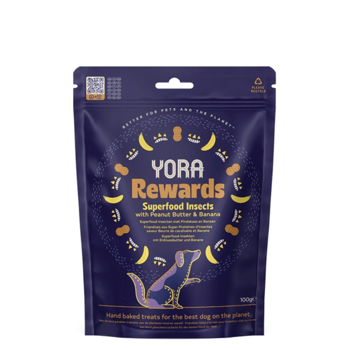 YORA Insect Protein Rewards Peanut & Banana Dog Treats - 100g